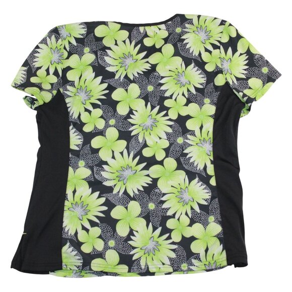 Koi Womens Large Medical EMS Vet Nurse Scrub Top Green Floral Stretch Breathable - Picture 2 of 11